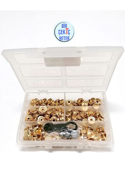 Klinkshop 15mm Gold Color Snap-Stainless Brass - 60 Pieces and for Application Appliances