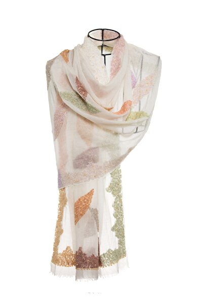 CASHMERE AND SİLK MAWLANA Şal brodat 100% lână spălată