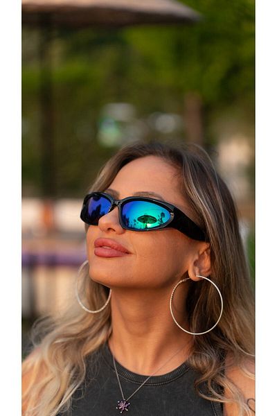 Angel Eyes UV400 Protected Black Frame Blue Mirrored Glass Snowboard/Ski Glasses