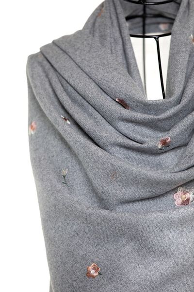 CASHMERE AND SİLK MAWLANA Modal Cashmere Embroidered Shawl