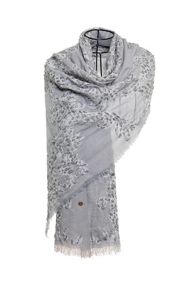 CASHMERE AND SİLK MAWLANA 100% Washed Wool Embroidered Shawl