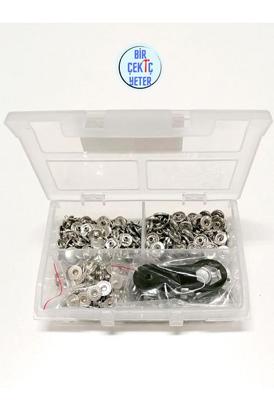 Klinkshop 10 Mm Snap Hammer Application Apparatus and Nickel Color 100 Pieces Snap-stainless Brass Snap Kit