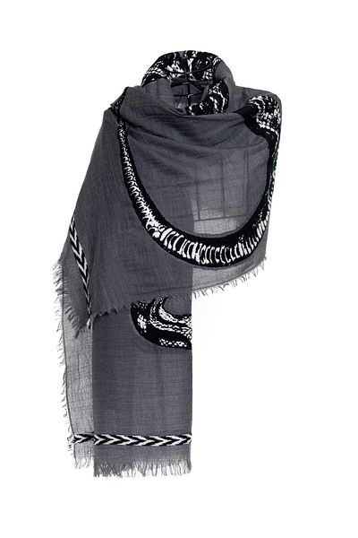 CASHMERE AND SİLK MAWLANA Wool Modal Cashmere Snake Model Shawl