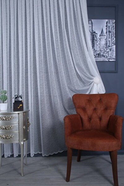 NP Narin Home Şantuk Knitted Tulle Curtain, (1/3) Tight Pleat, High Gramage,