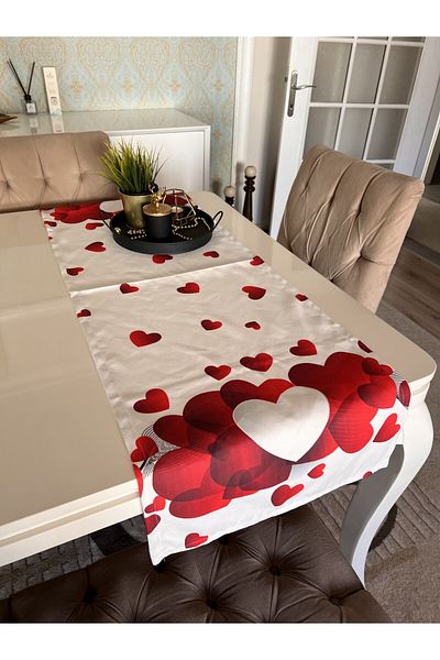Ayd Home Heart Runner Ημέρα του Αγίου Βαλεντίνου Desk Concept Παρουσίαση επιτραπέζιων σκευών Heart Red Heart Valentinesday