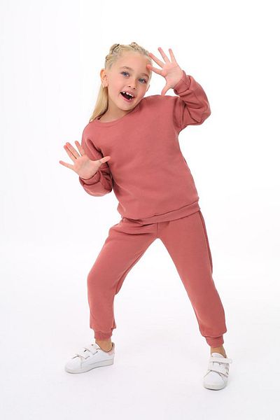 ÖYKÜ KİDS Three Thread Pocket Crew Neck Top and Bottom Set