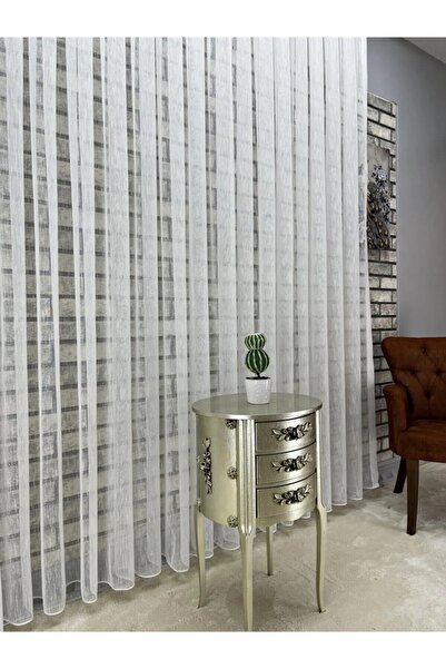 NP Narin Home Şantuk Linen Tulle Curtain, (1/3) Tight Pleat, High Gramage Skirt Leaded,