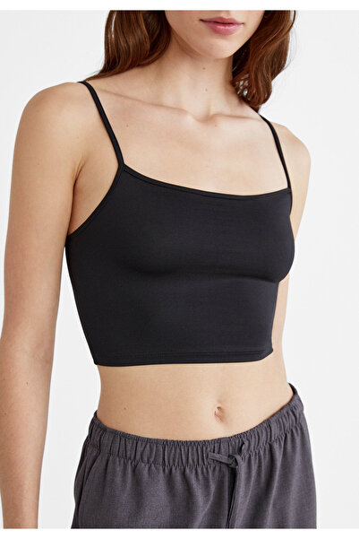 My Blog Dámský černý páskový Crop Top