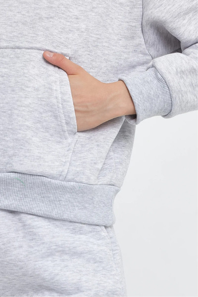 han elegant Kışlık 2ip şardonlu içi polar kanguru cep ve kapüşonlu eşofman takımı