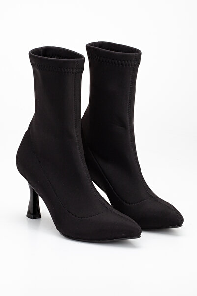 SUENO SHOES Kadın Siyah Streç Dalgıç Kumaş Topuklu Bot