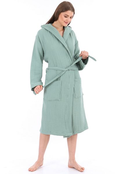 destinyhometex Unisex μπουρνούζι με κουκούλα 100% οργανικό βαμβάκι Premium Multi Muslin Ultra Soft