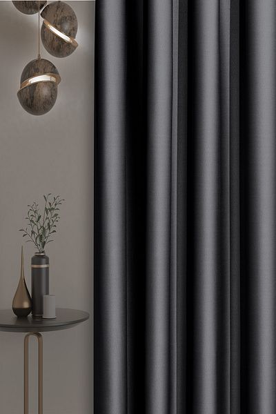De'Vor Blackout Blackout Background Curtain, Extra-forced Pleatless Planting Anthracite Background