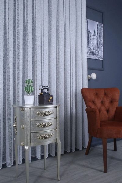 NP Narin Home Şantuk Knitted Tulle Curtain, (1/3) Tight Pleat, High Gramage,