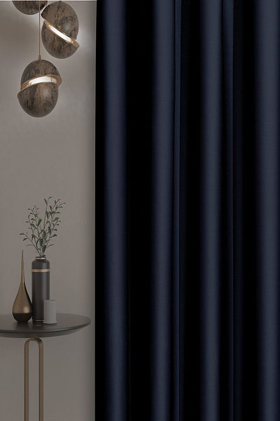 De'Vor Blackout Blackout Background Curtain, Extra-forced Pleatless Planting Dark Blue Background