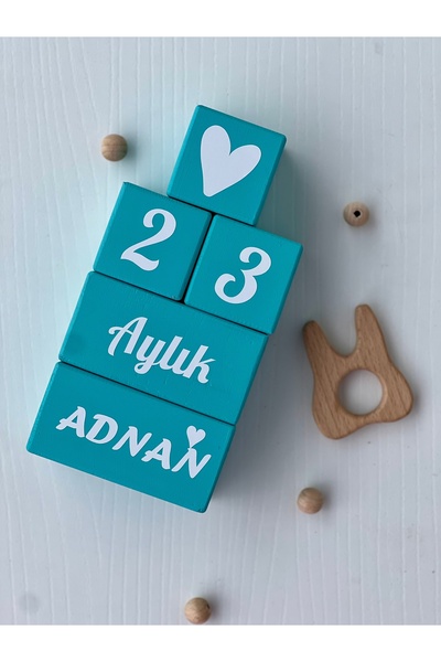 mogokids MAVİ BEBEK ANI KÜPÜ VE İSİMLİ KÜP 5 parça