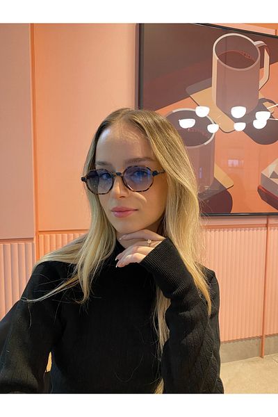 TomyHelf Uv400 Protected Leopard Frame Gradient Blue Glass Geometric Unisex Sunglasses
