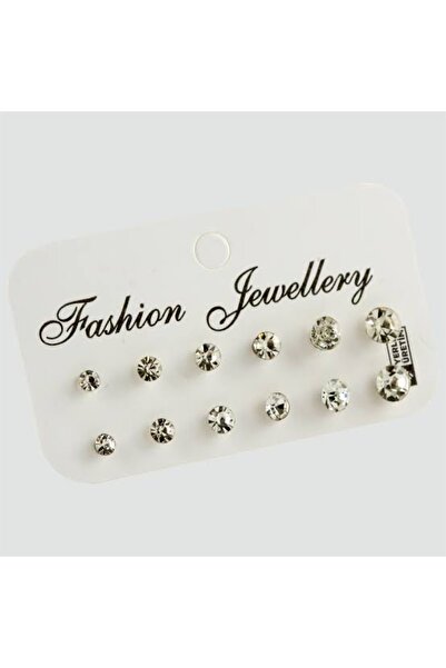 ÇELİKSİLVERTAKI مجموعة من 12 أقراط مجوهرات سوليتير