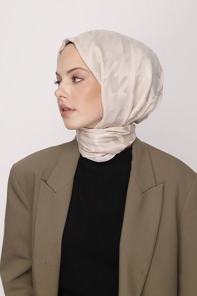 VALORSCARF Μεταξένιο σάλι ζακάρ με σχέδιο βανίλιας - Houndstooth