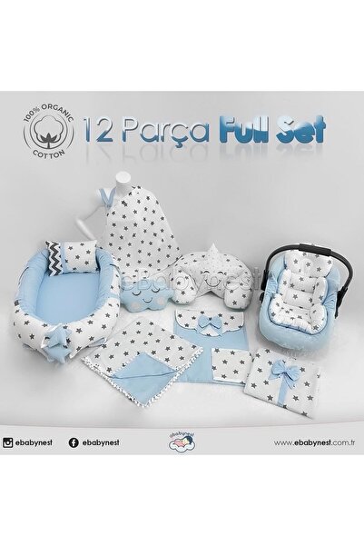 ebabynest Big Star Serisi Beyaz Mavi 12'li Set