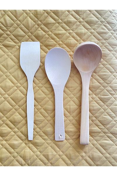 UNDERGROUND TRADE 3-Piece Dining Utensils Wooden Spoon-Wooden Ladle (30cm-26cm-28cm)