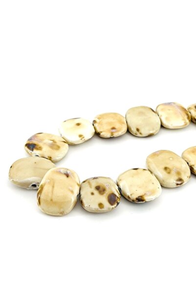 Selvi Konsept Otantik Seramik Takı Boncuğu Yandan Delikli Krem 30x23 Mm 3 Adet