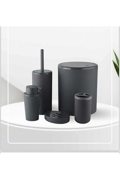 ALBAK Life Σετ μπάνιου 5 τεμαχίων ριγέ Anthracite