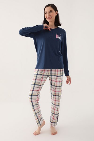 BSM Make Your Our Navy Blue Women's Long Sleeve Pajama Set