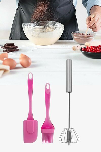 UNDERGROUND TRADE Silicone Spatula Egg Brush And Steel Press Automatic Beater