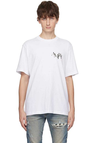 Amiri Logo Printed Regular Fit White T-shirt
