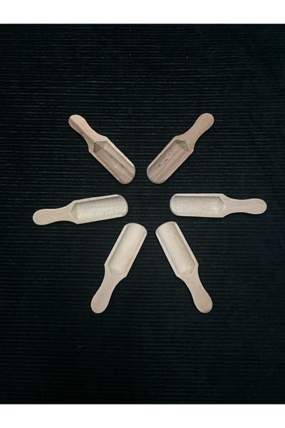 OSMANLI AHŞAP EVİ Wooden & Wooden Genuine Hazelnut Wood 6-Piece Spice Spoons