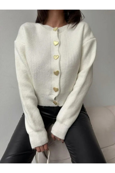 lucifer underwear Подарунок на День закоханих - Жіночий светр з серцем і кардиган з серцеподібними ґудзиками