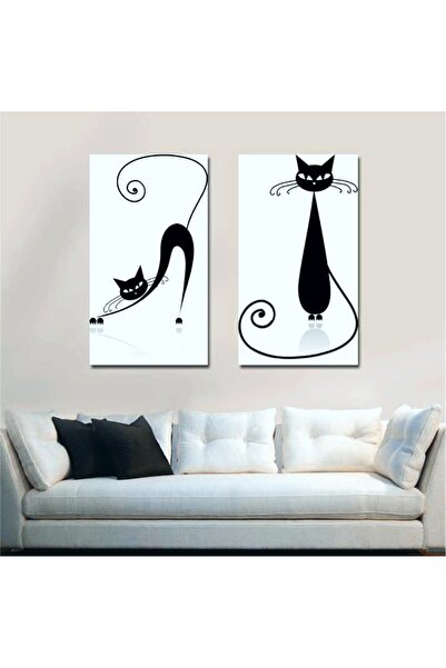 icase Cat Cat Patiler Decor Design Pictură Dormitor Camera copiilor Set de 2 ...