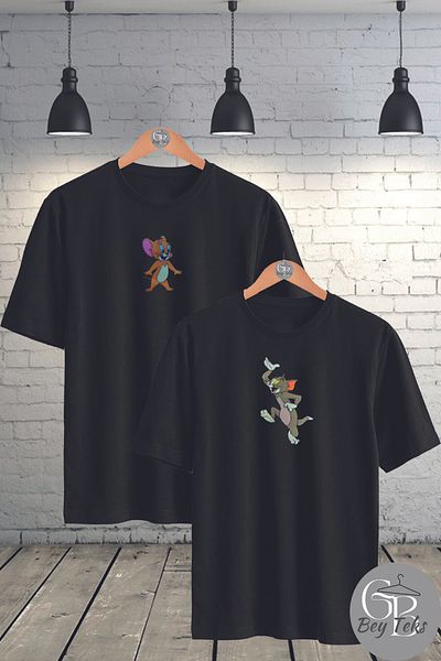 aynewmoda Tricou unisex oversize Lover Combination Couple (2 Li) Unisex