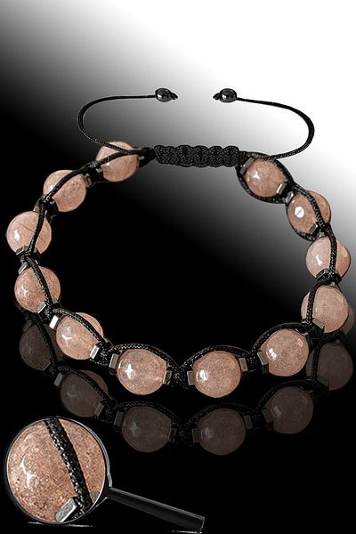 Tesbih Atölyesi Certified Hematite Faceted Sun Stone Bracelet - Adjustable