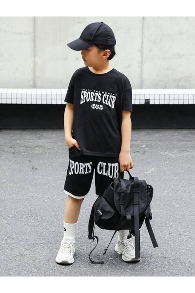 LOUİSA Chlapecká sada šortek a trička v černém sportovním klubu