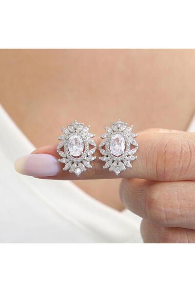 Effective Diamond Venedik Dansı Işıltılı Gümüş Küpe