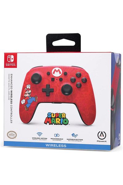 Powera نينتندو سويتش برو - وحدة تحكم سوبر ماريو مرخصة Here We Go Mario Edition