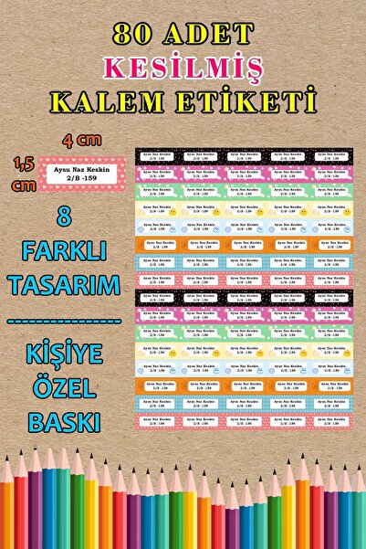 Yaprak Hediyelik Kişiye Özel Okul Etiketi Kalem Defter Özel Isim Yazılabilen ...