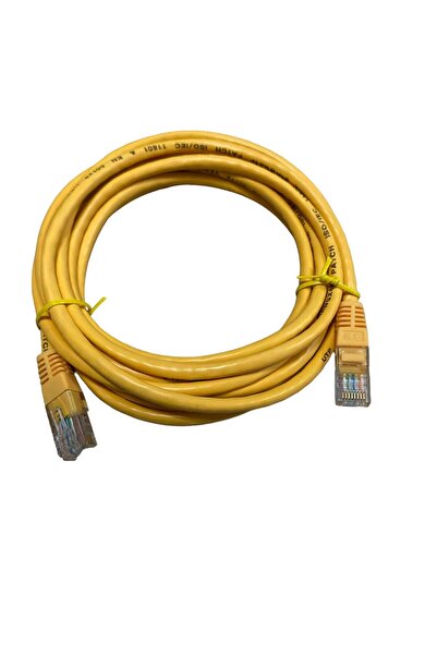 NcpLine MODEM PC ARASI TV UYUMLU TV + PLUS İNTERNET ETHERNET KABLOSU SARI 3 METRE JAK