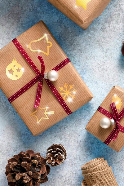 Artikel Gold Christmas Themed Metallic Wall Sticker