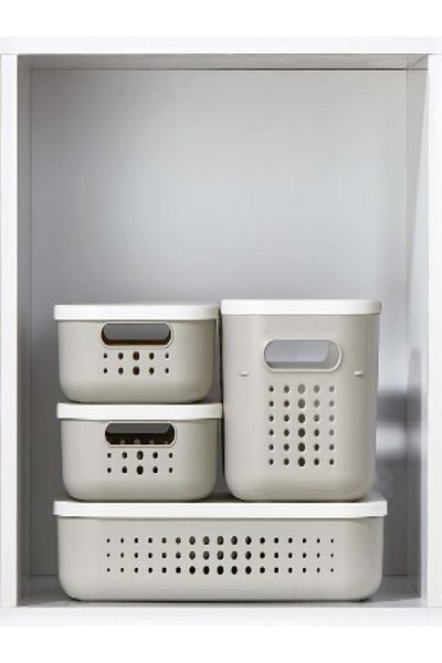 Bayev Bubble 4 Piece Cream Closet Organizer Basket with Lid Socks Clothing Organizer Box