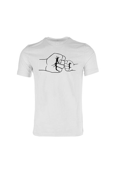 Yaprak Hediyelik Fist Design Men's T-Shirt 1-3 Months Baby Body Combo - Father Son - Father Daughter