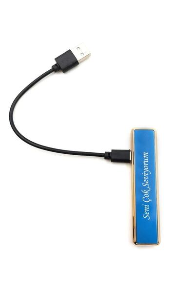 Yaprak Hediyelik Kişiye Özel Isim Baskılı Çakmak Şarjlı Usb'li Dokunmatik Elektronik Çakmak