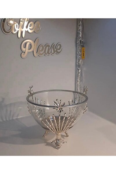 İmren Collection Japon Gülü Salata Kase Sunumluk Büyük Gümüş Renk