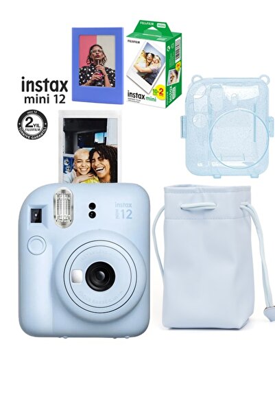 Fujifilm Instax Mini 12 Fotoğraf Makinesi-20li Film-Büzgülü Kılıf-Simli Koruy...