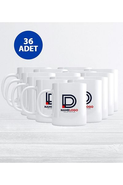 Yaprak Hediyelik 36 Pieces of Mugs with Special Logo Printed for Institutions and Firms