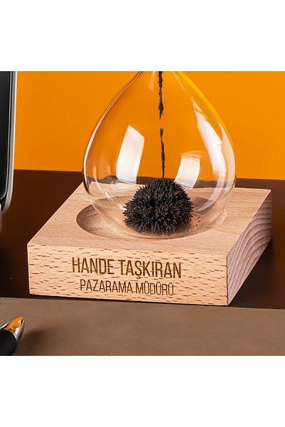 Yaprak Hediyelik Name and Name Written Corporate Gift Magnetic Hourglass