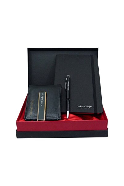 Yaprak Hediyelik Kişiye Özel Erkek Hediye Seti - Şarjlı Çakmak, Cüzdan, Ajanda, Kalem