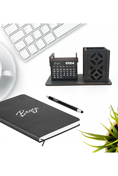 Yaprak Hediyelik Kişiye Özel Ajanda Masa Takvimi Seti