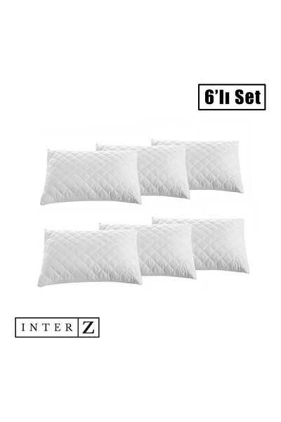 INTER Z Set of 6 Pillow Protectors, Quilted Patterned Pillow Mattresses, 50 X 70 cm